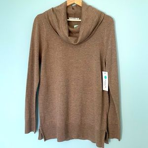 PINK CLOVER Talia Cowl Neck Long Sleeve Pullover Taupe